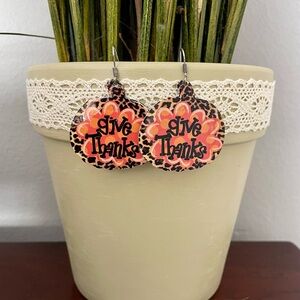 Give Thanks Metal Novelty Earrings for Thanksgiving